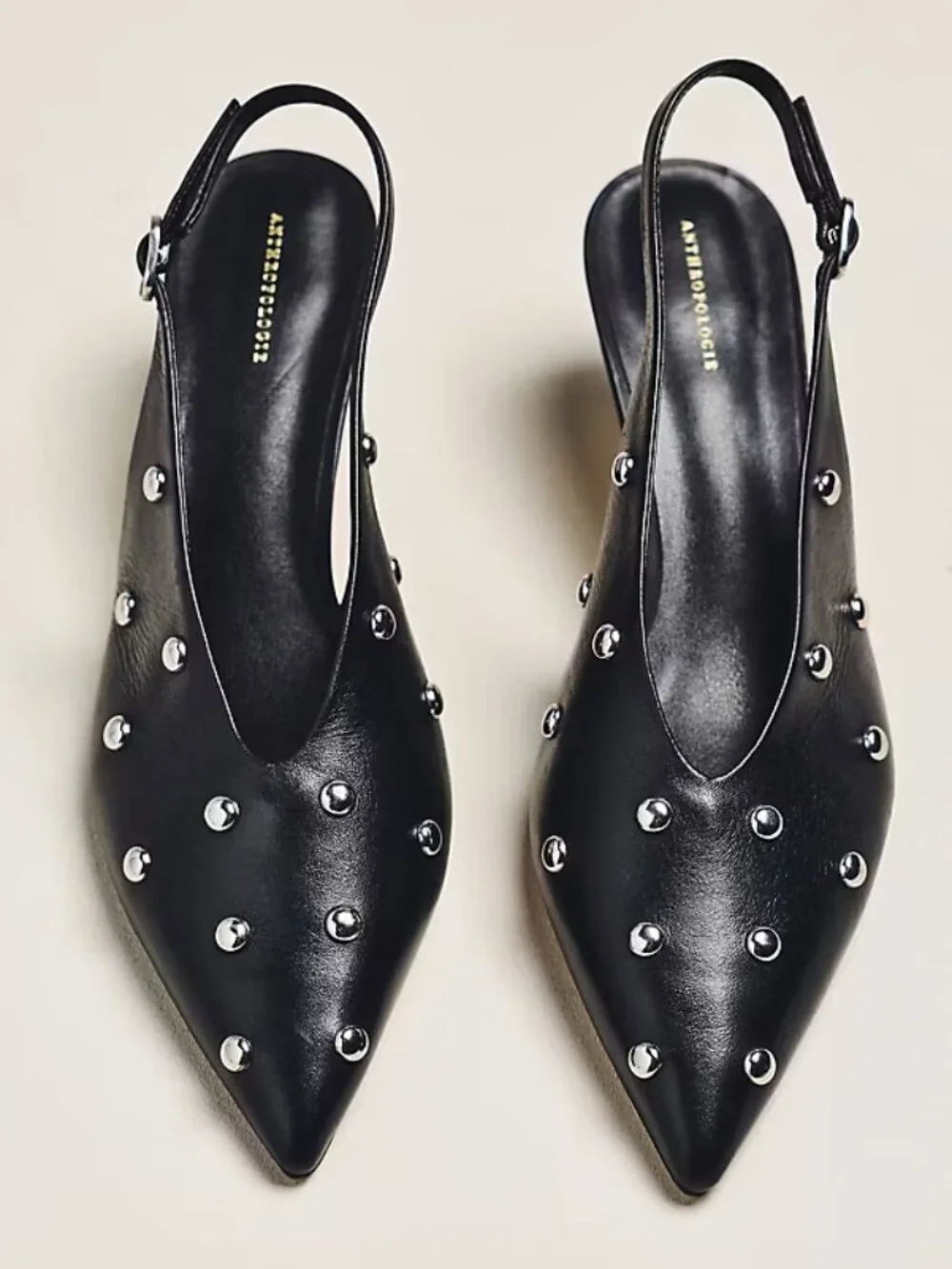 By Anthropologie Pointed-Toe Slingback Pumps size 8 black color